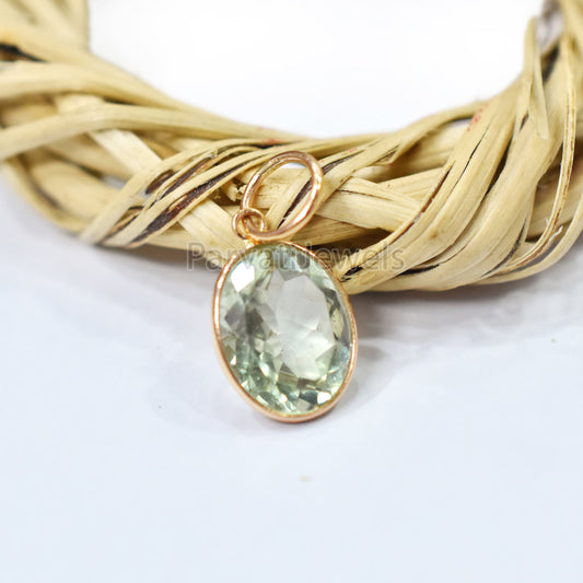 Natural Green Aquamarine Gold Charm, 18k Solid Gold Charm, Green Aquamarine Charm Pendant, Solid Gold Charm, Minimalist Charm, Gift For Her