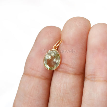 Natural Green Aquamarine Gold Charm, 18k Solid Gold Charm, Green Aquamarine Charm Pendant, Solid Gold Charm, Minimalist Charm, Gift For Her