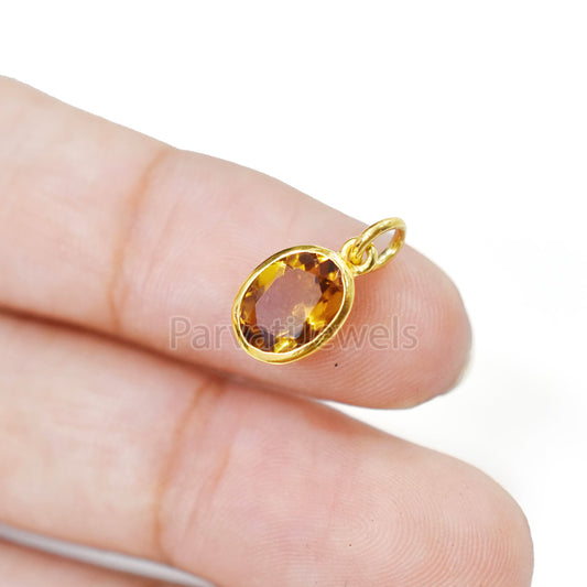 Citrine Charm, 18k Solid Gold Charm, Natural Citrine Charm, Gold Charm, Charm Pendant, Charm Necklace, Handmade Gold Charm, Gift for her
