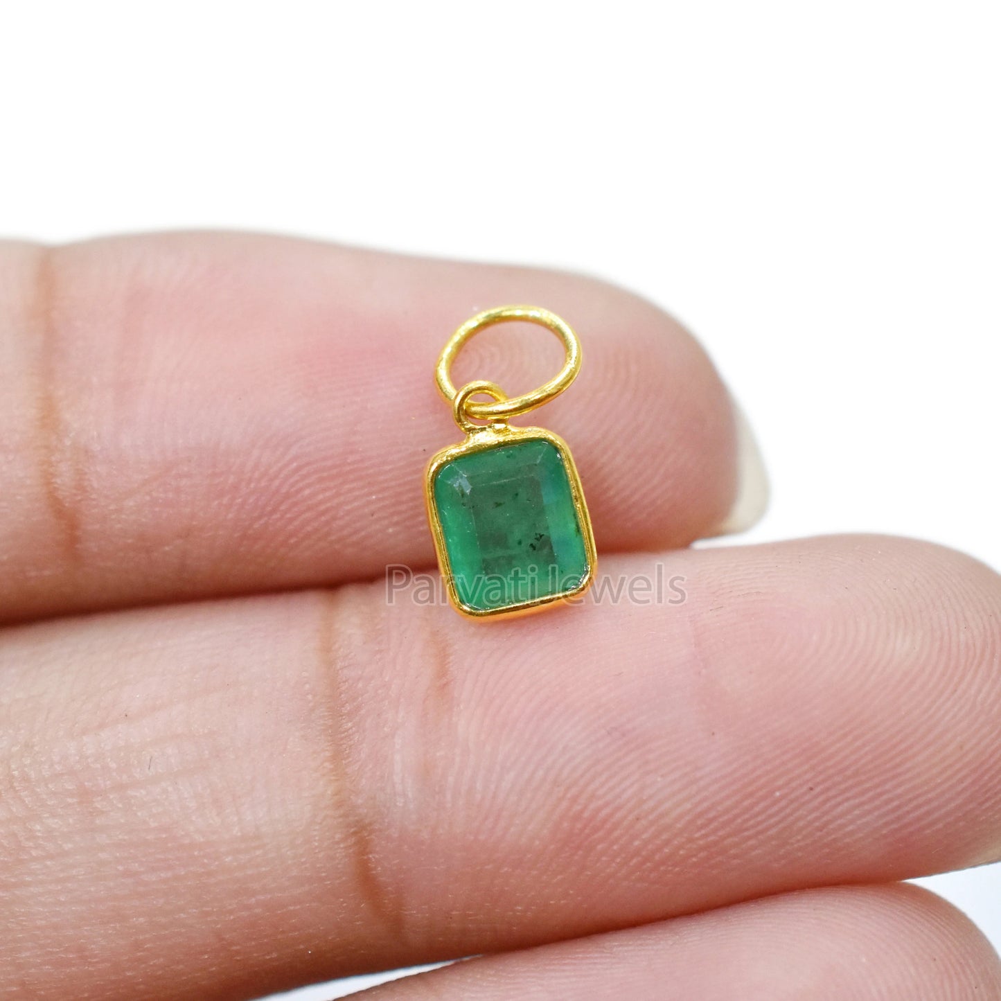 AA Emerald Gold Charm, 18k Solid Gold Charm, Natural Emerald Gold Charm, Handmade Gold Charm, Birthstone Gold Charm Pendant, Gift For Her