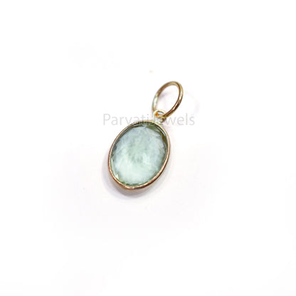 Natural Green Aquamarine Gold Charm, 18k Solid Gold Charm, Green Aquamarine Charm Pendant, Solid Gold Charm, Minimalist Charm, Gift For Her