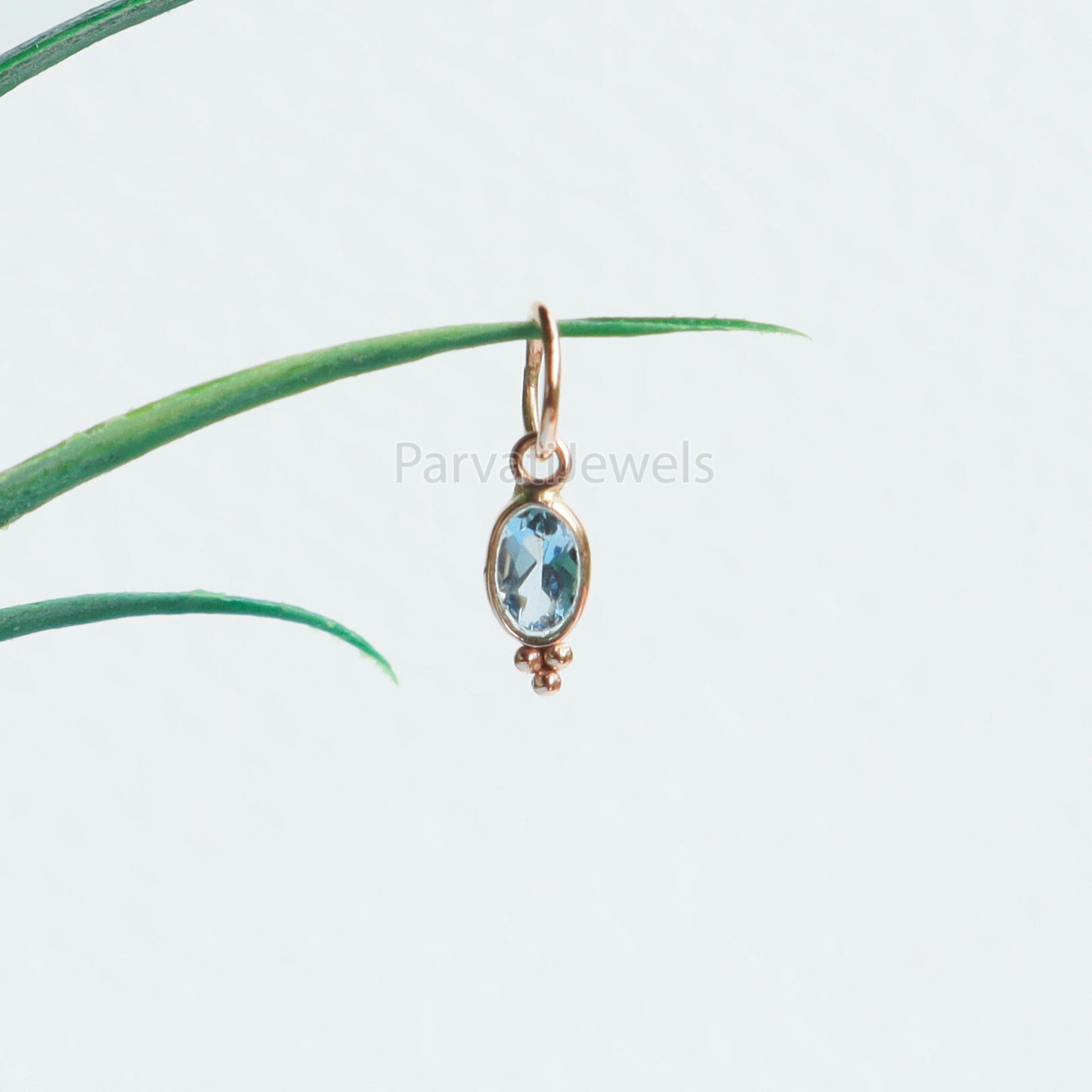 Natural Aquamarine Charm, 18k Solid Gold Charm, AA Aquamarine Gold Charm, Gold Charm, Charm Pendant, Handmade Gold Charm, Gift For Her,
