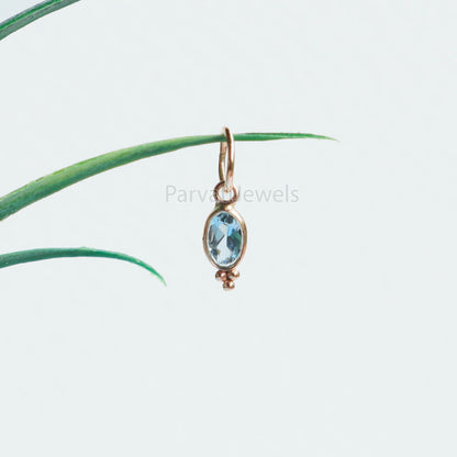 Natural Aquamarine Charm, 18k Solid Gold Charm, AA Aquamarine Gold Charm, Gold Charm, Charm Pendant, Handmade Gold Charm, Gift For Her,