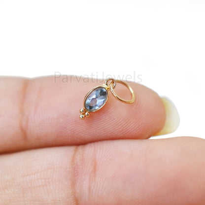 Natural Aquamarine Charm, 18k Solid Gold Charm, AA Aquamarine Gold Charm, Gold Charm, Charm Pendant, Handmade Gold Charm, Gift For Her,