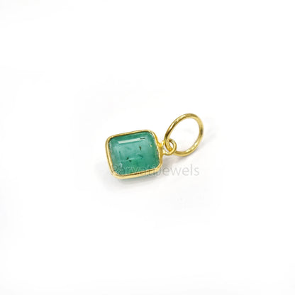 AA Emerald Gold Charm, 18k Solid Gold Charm, Natural Emerald Gold Charm, Handmade Gold Charm, Birthstone Gold Charm Pendant, Gift For Her