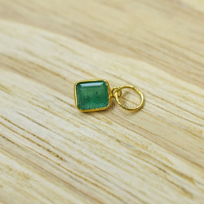AA Emerald Gold Charm, 18k Solid Gold Charm, Natural Emerald Gold Charm, Handmade Gold Charm, Birthstone Gold Charm Pendant, Gift For Her