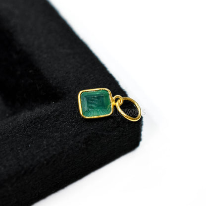 AA Emerald Gold Charm, 18k Solid Gold Charm, Natural Emerald Gold Charm, Handmade Gold Charm, Birthstone Gold Charm Pendant, Gift For Her