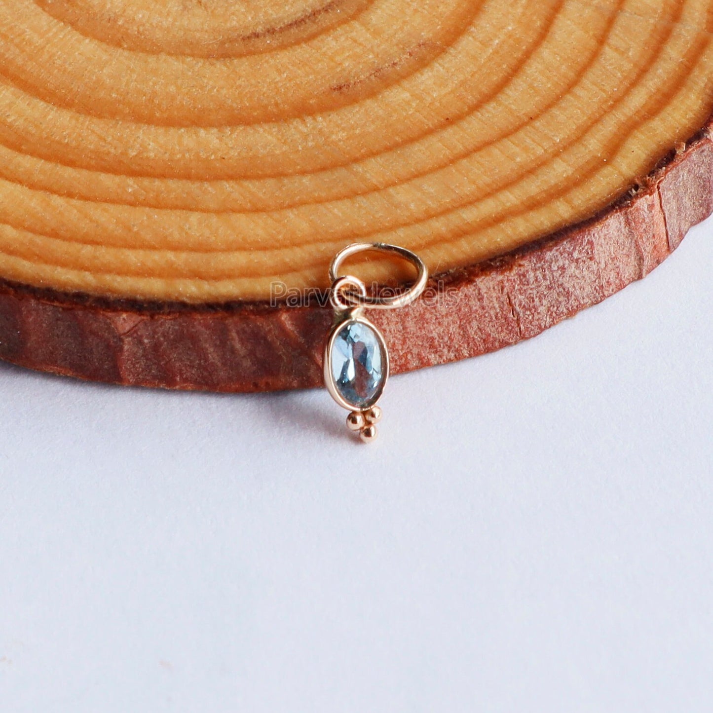 Natural Aquamarine Charm, 18k Solid Gold Charm, AA Aquamarine Gold Charm, Gold Charm, Charm Pendant, Handmade Gold Charm, Gift For Her,