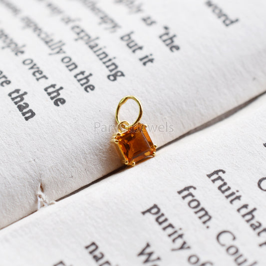 18k Solid Gold Charm, Natural Citrine Solid Gold Charm, Handmade Gold Charm, Solid Gold Charm, November Birthstone Charm, Gift For Her Charm