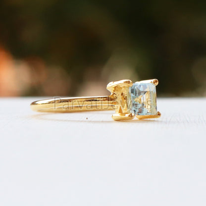Natural Blue Topaz 14&18k Solid Gold Ring, Gemstone Ring, Gold Jewelry, Solid Gold Ring, Handmade Garnet Gold Ring, Gold Ring, Gift For Her