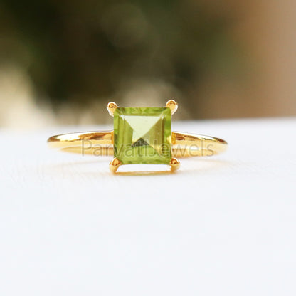 Natural Peridot 14k & 18k Solid Gold Ring, Gemstone Ring, Gold Jewelry, Solid Gold Ring, Handmade Garnet Gold Ring, Gold Ring, Gift For Her,