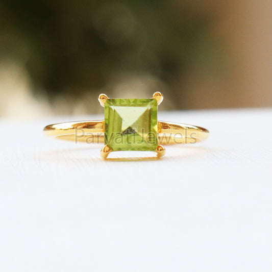 Natural Peridot 14k & 18k Solid Gold Ring, Gemstone Ring, Gold Jewelry, Solid Gold Ring, Handmade Garnet Gold Ring, Gold Ring, Gift For Her,