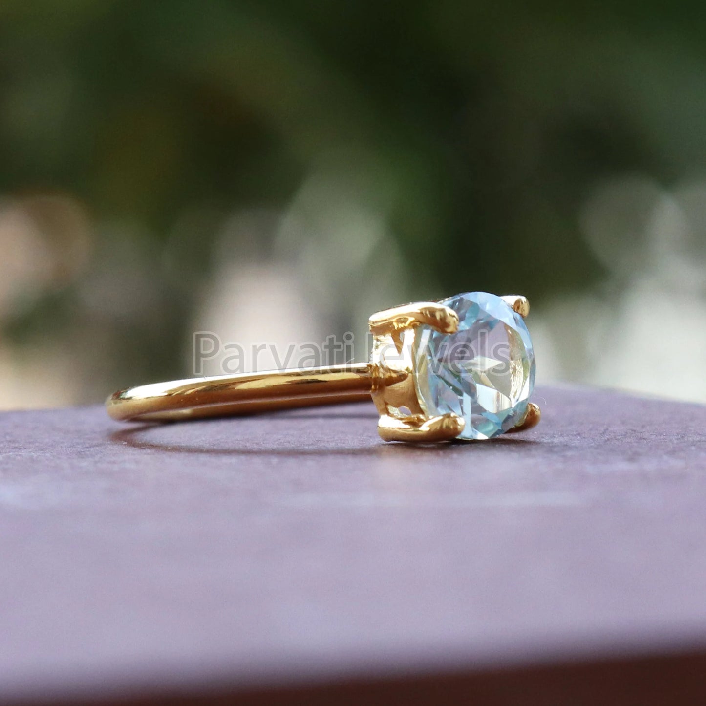 Natural Blue Topaz 14&18k Solid Gold Ring, Gemstone Ring, Gold Jewelry, Solid Gold Ring, Handmade Garnet Gold Ring, Gold Ring, Gift For Her