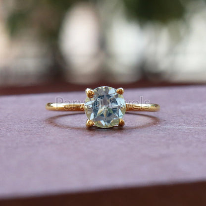 Natural Blue Topaz 14&18k Solid Gold Ring, Gemstone Ring, Gold Jewelry, Solid Gold Ring, Handmade Garnet Gold Ring, Gold Ring, Gift For Her