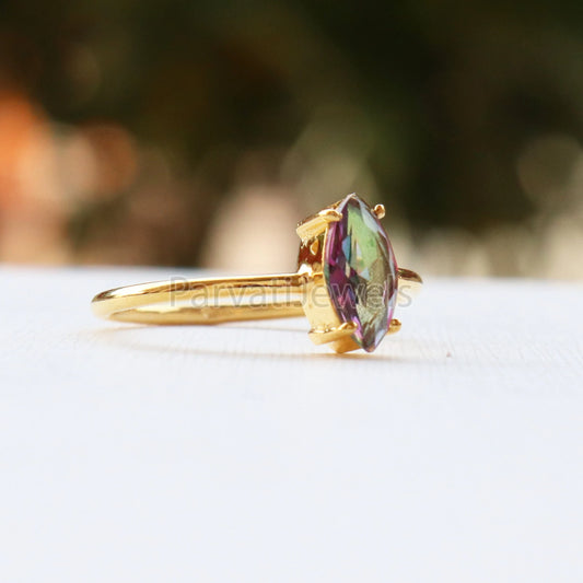 Mystic Topaz 14k & 18k Solid Gold Ring, Topaz Ring, Gold Jewelry, Solid Gold Ring, Handmade Gift, Garnet Gold Ring, Gold Ring, Gift For Her,