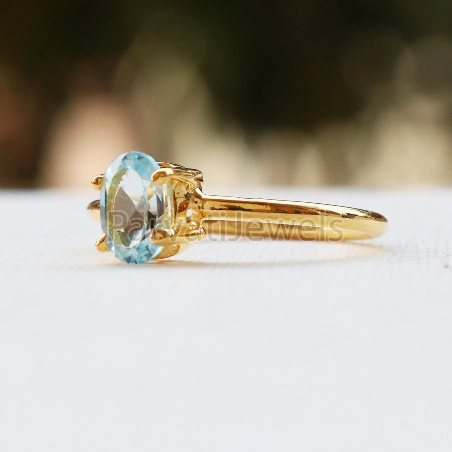 Blue Topaz Solid Gold Ring, Elegant Gemstone Ring, Gold Jewelry, Solid Gold Ring, Handmade Blue Topaz Gold Ring, Gold Jewelry, Gift For Her