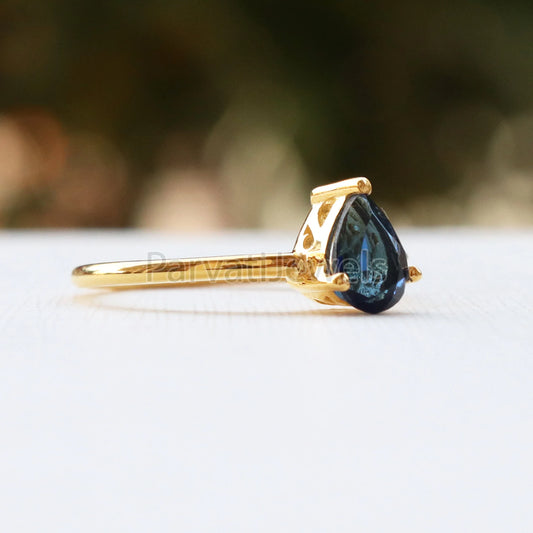 Beautiful Blue Sapphire Solid Gold Ring, Gemstone Ring, Gold Jewelry, Solid Gold Ring, Handmade Sapphire Gold Ring, Gift For Her