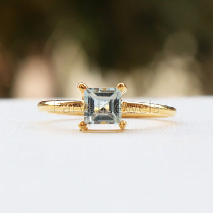 Natural Blue Topaz 14&18k Solid Gold Ring, Gemstone Ring, Gold Jewelry, Solid Gold Ring, Handmade Garnet Gold Ring, Gold Ring, Gift For Her
