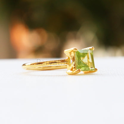 Natural Peridot 14k & 18k Solid Gold Ring, Gemstone Ring, Gold Jewelry, Solid Gold Ring, Handmade Garnet Gold Ring, Gold Ring, Gift For Her,