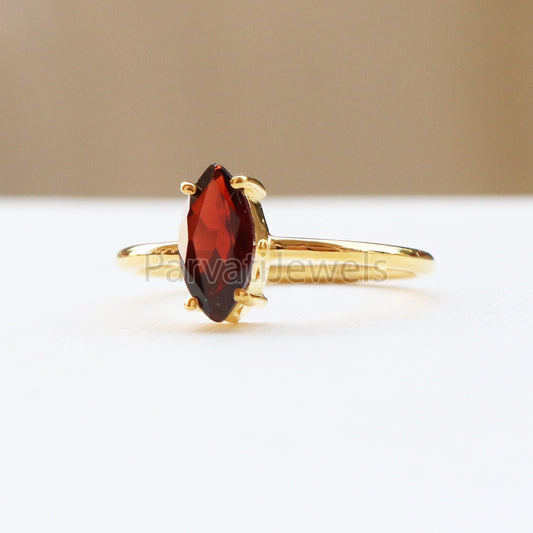 Natural Garnet 14k & 18k Solid Gold Ring, Garnet Ring, Gold Jewelry, Solid Gold Ring, Handmade Garnet Gold Ring, Gold Ring, Gift For Her
