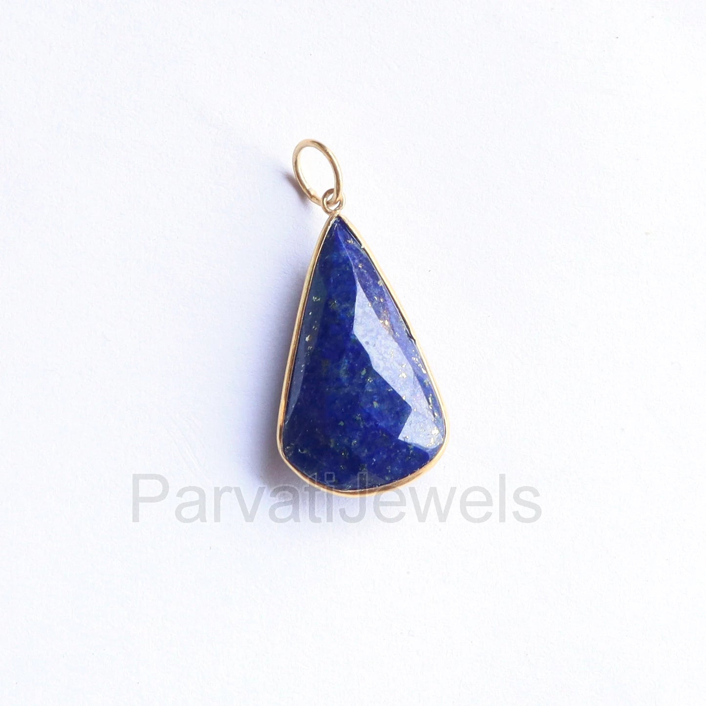 Natural Lapis Lazuli Gold Charm, 18Kt Solid Gold Charm, Gold Charm, Handmade Gold Charm, Charm Pendant, Birthstone Charm, Gift For Her Charm
