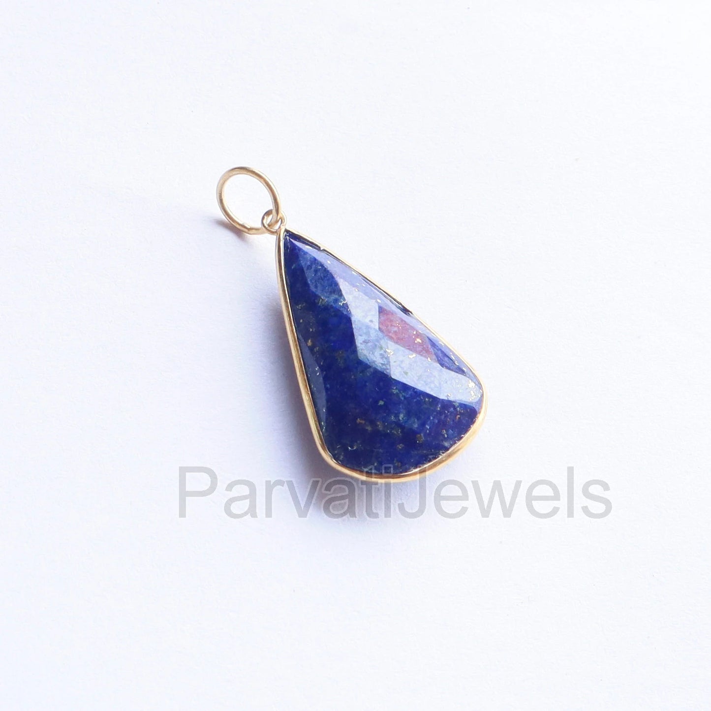Natural Lapis Lazuli Gold Charm, 18Kt Solid Gold Charm, Gold Charm, Handmade Gold Charm, Charm Pendant, Birthstone Charm, Gift For Her Charm