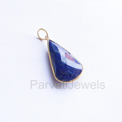 Natural Lapis Lazuli Gold Charm, 18Kt Solid Gold Charm, Gold Charm, Handmade Gold Charm, Charm Pendant, Birthstone Charm, Gift For Her Charm