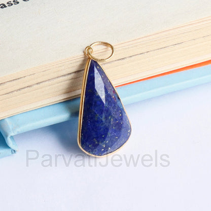 Natural Lapis Lazuli Gold Charm, 18Kt Solid Gold Charm, Gold Charm, Handmade Gold Charm, Charm Pendant, Birthstone Charm, Gift For Her Charm