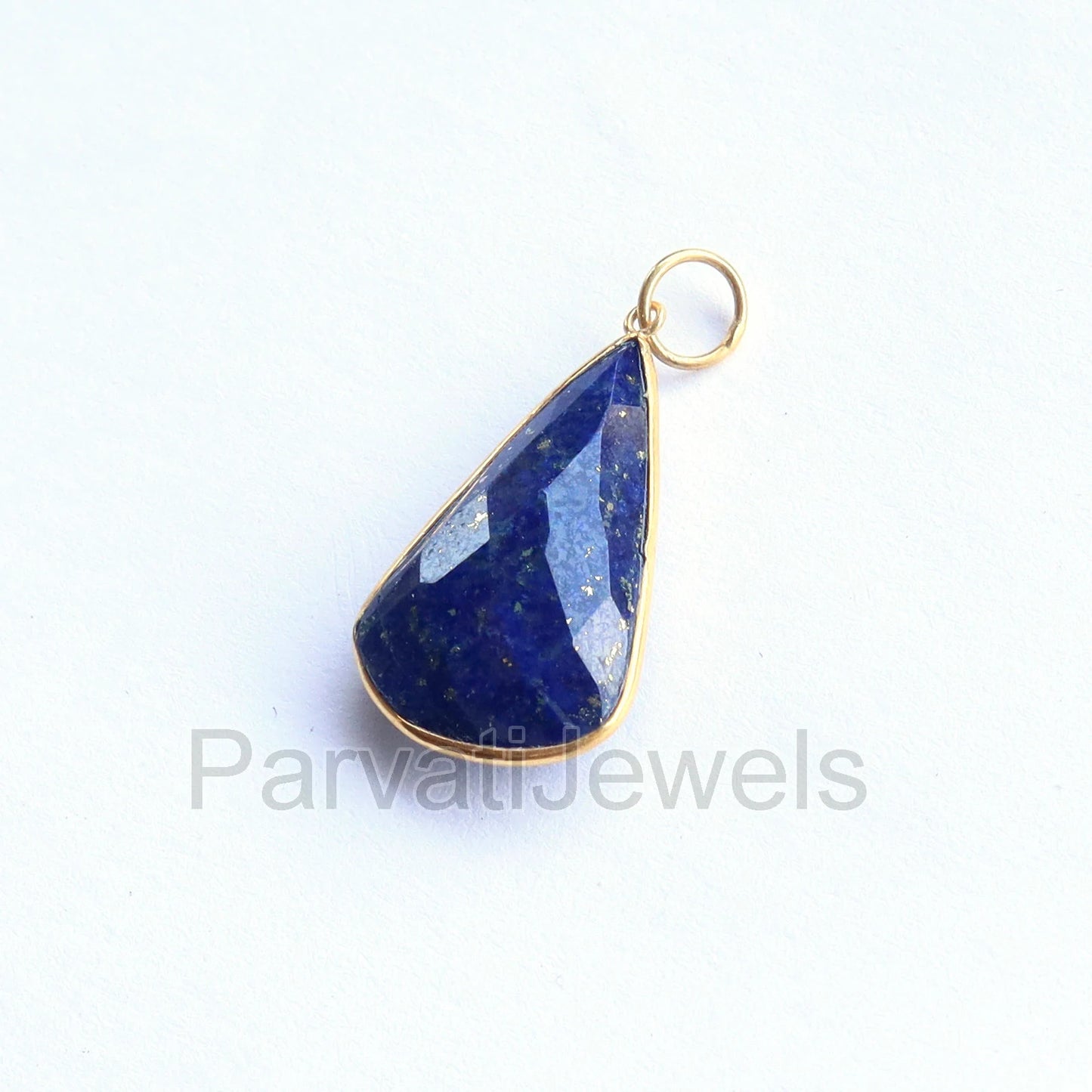 Natural Lapis Lazuli Gold Charm, 18Kt Solid Gold Charm, Gold Charm, Handmade Gold Charm, Charm Pendant, Birthstone Charm, Gift For Her Charm