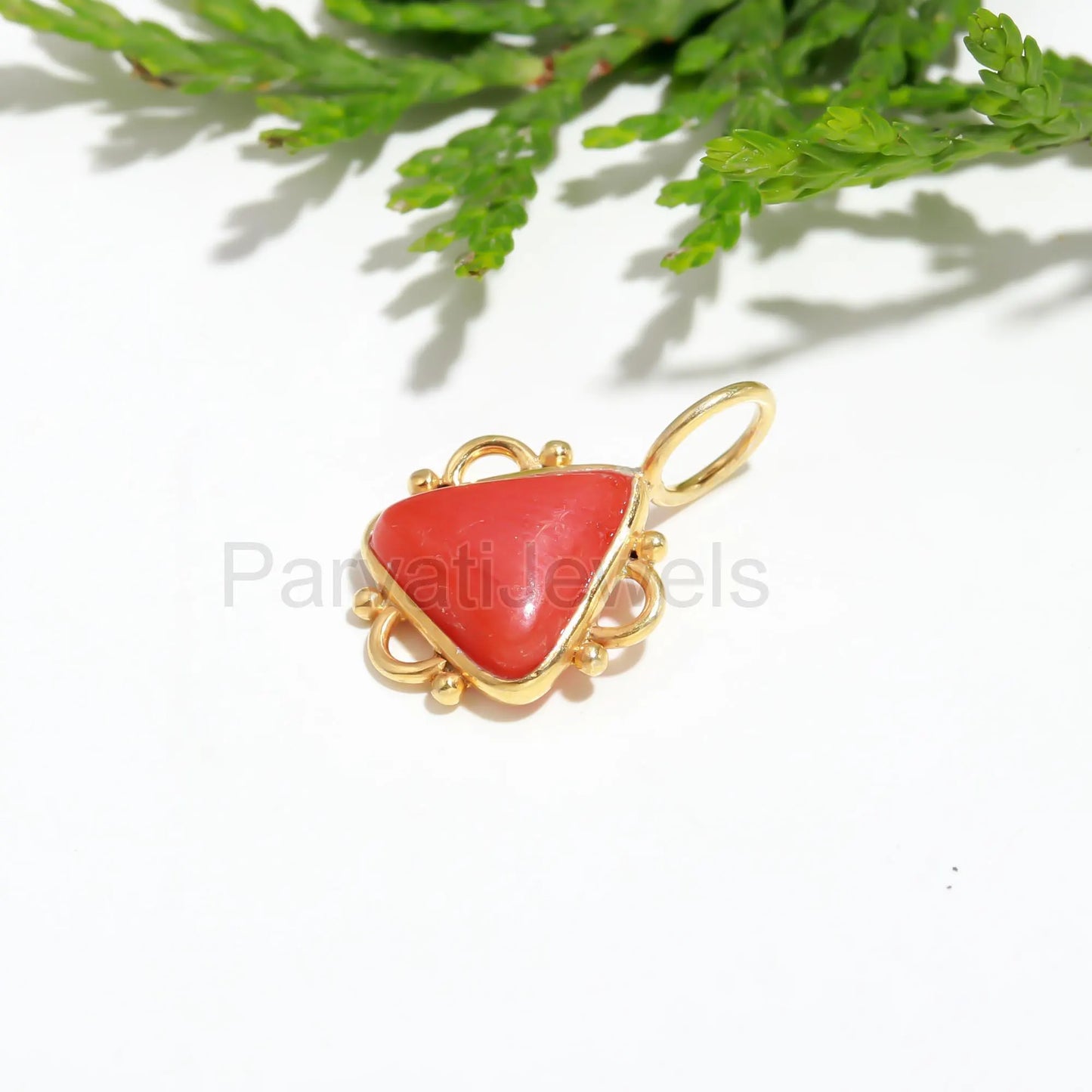 Natural Italian Coral Charm, 18k Solid Gold Charm, Red Coral Gold Charm, Handmade Gold Charm, Gold Charm, Charm Pendant, Gift For Her Charm