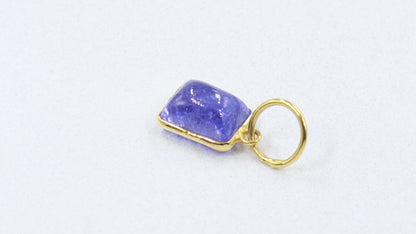 Natural Tanzanite Charm, Solid 18k Gold Charm, Handmade Gold Charm, December Birthstone Charm, Tanzanite Charm, Minimalist Charm Pendant,