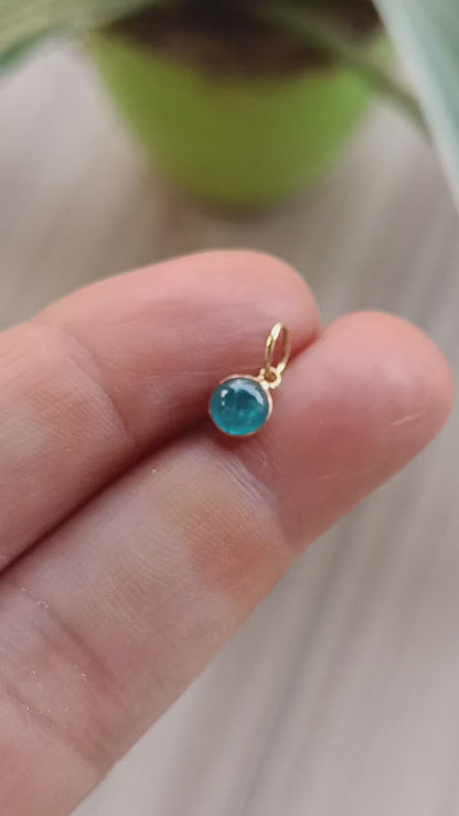 Elegant Apatite Charm, 18k Solid Gold Charm, Natural Neon Apatite Charm, Handmade Gold Charm, Gold Charms, Charm Pendant, Gift For Her