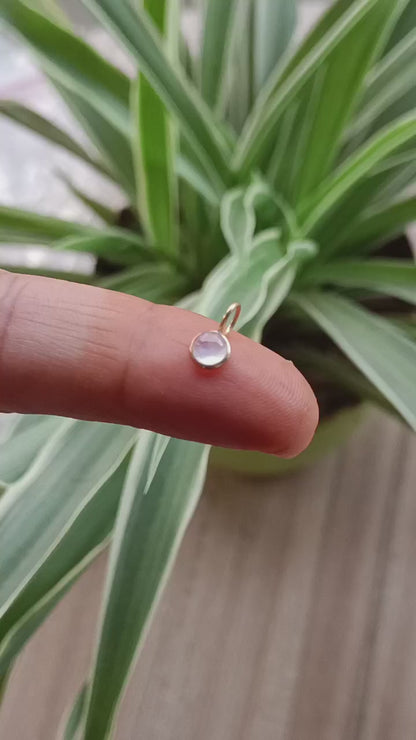 18K Solid Gold Moonstone Charm Pendant, Round Shape Moonstone 18K Solid Gold Charm, Minimal Handmade Gold Charm Pendant, June's Birthstone