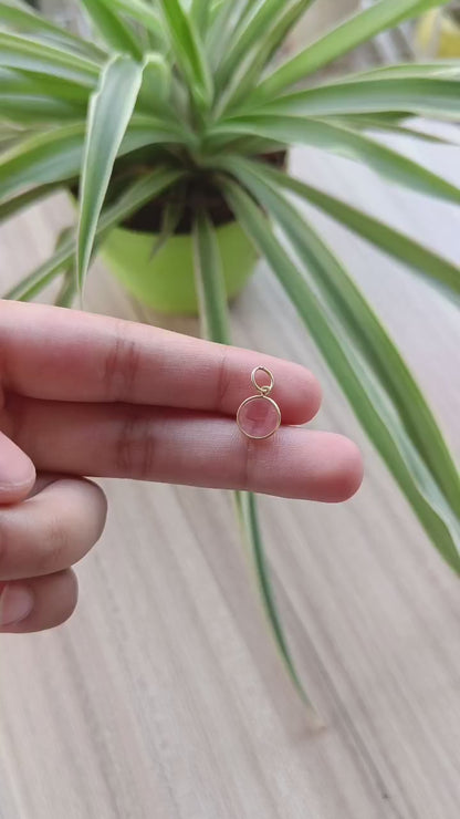 Natural Cherry Quartz Charm, 18k Solid Gold Charm, Cherry Quartz Charm, Solid Gold Charm, Quartz Pendant, Charm Necklace, Handmade Charms
