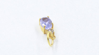 AA Natural Tanzanite & Natural Rose Cut Diamond Charm, Solid 18k Gold Charm, Handmade Charm, December Birthstone Charm, Tanzanite Charm, 18K