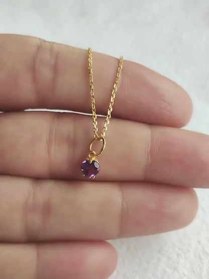 Beautiful Heart Shape Amethyst 18K Solid Gold Charm, Gold Charm, Amethyst Gold Charm, Solid Gold Charm, Handmade Gold Charm For Gifting