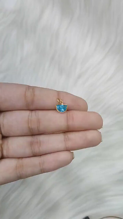 Solid Gold Blue Topaz Square Shape Charm Pendant, 18K Solid Gold Blue Topaz Charm, Minimalist Charm Pendant, Gold Charm, Gift Jewelry (Copy)