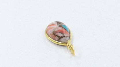 Natural Oyster Copper Turquoise Charm, Solid 18K Gold Charm Pendant, Handmade Charm, Oyster Turquoise Dainty Charm, Minimalist Charm Pendant
