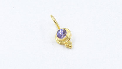 Natural Tanzanite Charm, Solid 18k Gold Charm, Handmade Gold Charm, December Birthstone Charm, Tanzanite Dainty Charm, Minimalist Pendant