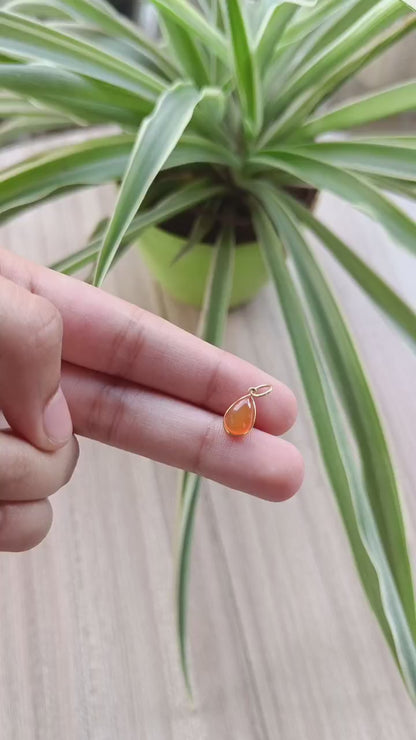 Natural Carnelian Charm, Solid 18k Gold Charm, Handmade Charm Pendant, Carnelian Charm, Solid Gold Charm, Charm Pendant,Partywear Gold Charm