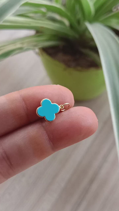 Sleeping Beauty Turquoise 18K gold charm pendant, Handmade Gold Charm, Turquoise Charm, Turquoise Dainty Charm, Minimalist Pendant,18k GOLD