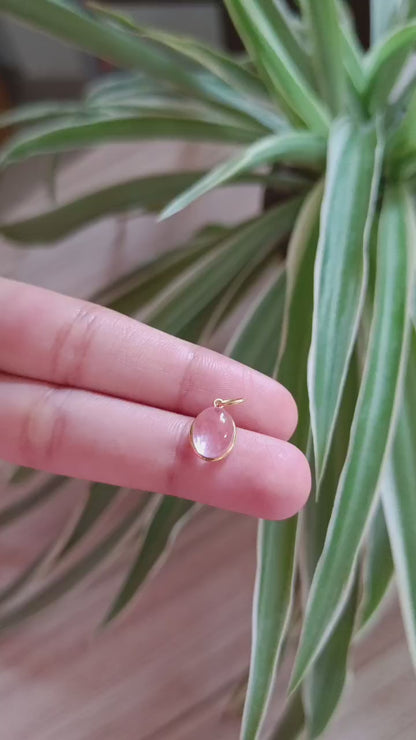 Natural Cherry Quartz Charm, 18k Solid Gold Charm, Gold Charm Pendant, Cherry Quartz Charm, Handmade Charm, 7x9 & 9x11 Oval Charm Pendant