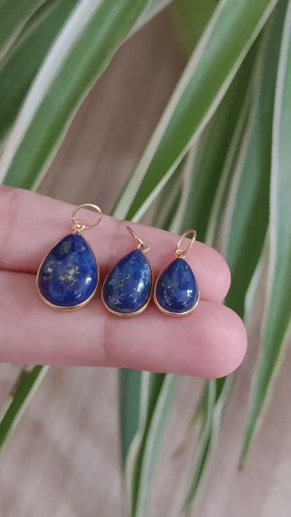 Natural Lapis Lazuli Charm, Solid 18k Gold Charm, Gold Charms, Blue Lapis Charm Pendant, Gold Charm Necklace, Handmade Gold Charms Pendant (Copy)