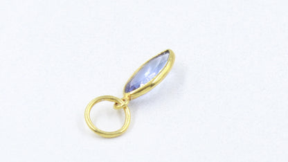 Natural Tanzanite Charm, Solid 18k Gold Charm, Handmade Gold Charm, December Birthstone Charm, Tanzanite Charm, Minimalist Charm Pendant