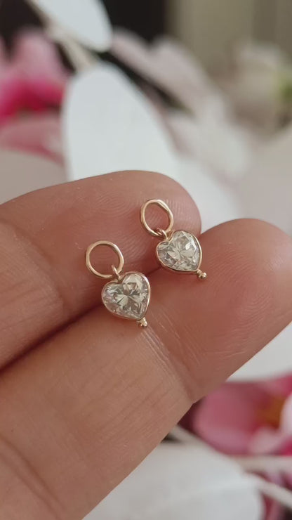 Natural Moissanite Gemstone Solid 18k Gold Earrings, Gold Earring, Moissanite Hoop Earrings, Handmade Gold Hoop Earrings