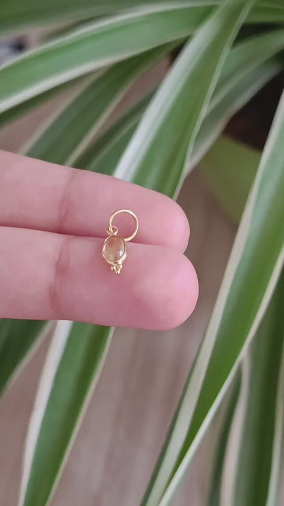 Natural Yellow Sapphire Charm, Solid 18k Gold Charm, Gold Charm, Sapphire Charm Pendant, Gold Charm Necklace, Handmade Gold Charm Pendant