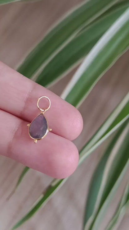 Natural Blue Labradorite Charm, 18k Solid Gold Charm, Gold Charm, Charm Pendant, Labradorite Cut Charms, Charm Necklace, Handmade Gold Charm