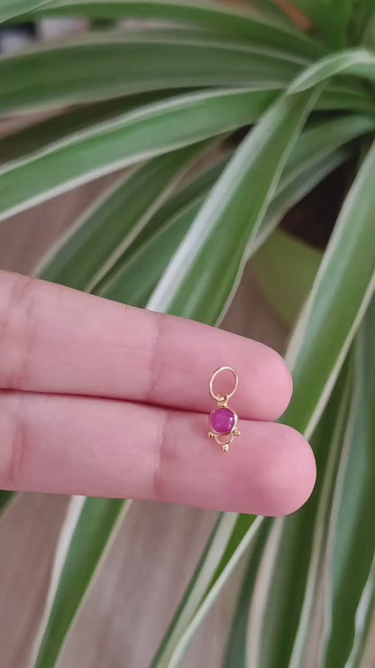 Natural Ruby Charm, 18k Solid Gold Charm, Handmade Gold Charm, July Birthstone Charm, Charm Pendant, Ruby Charm Pendant, Charms Necklace