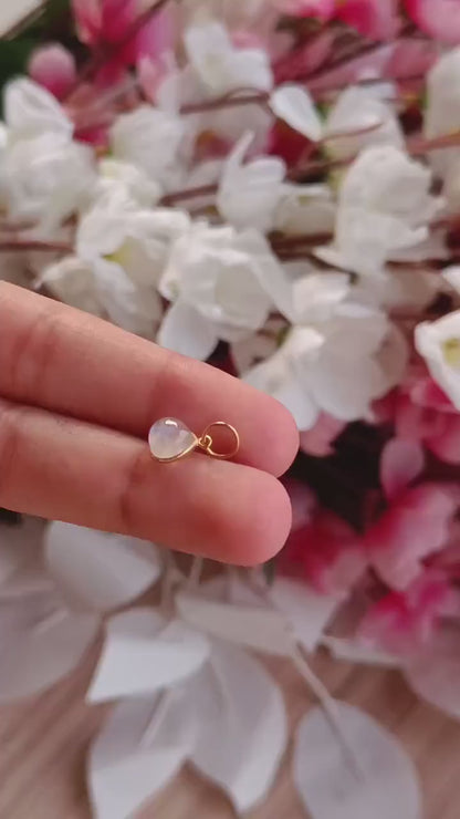 Natural Rainbow Moonstone Charm, 18k Solid Gold Charm, Blue Moonstone Charm, Gold Charm, Charm Pendant, Charm Necklace, Handmade Gold Charm