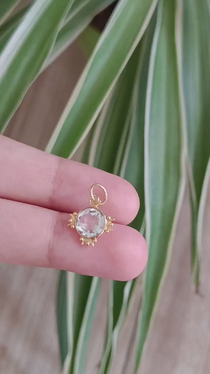 Natural Green Amethyst Charm, Solid 14K & 18K Gold Charm, Green Amethyst Charms, Gold Charm, Charm Pendant, Handmade Charm, Charms Necklace